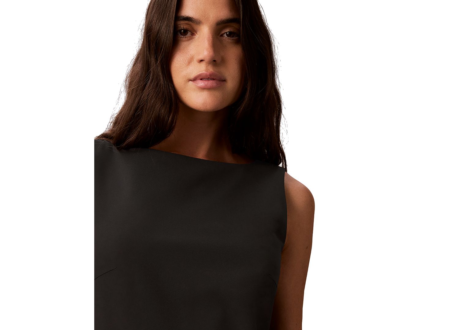 Women's Sleeveless Boat Neck Flared Mini Dress