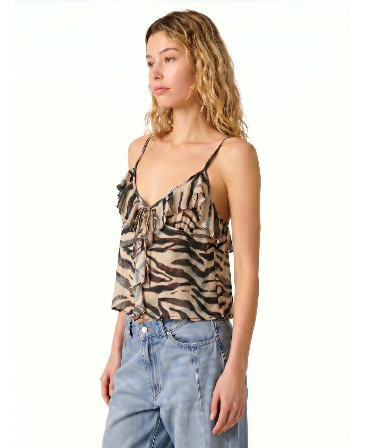 Women's Zebra Mesh Sleeveless Top