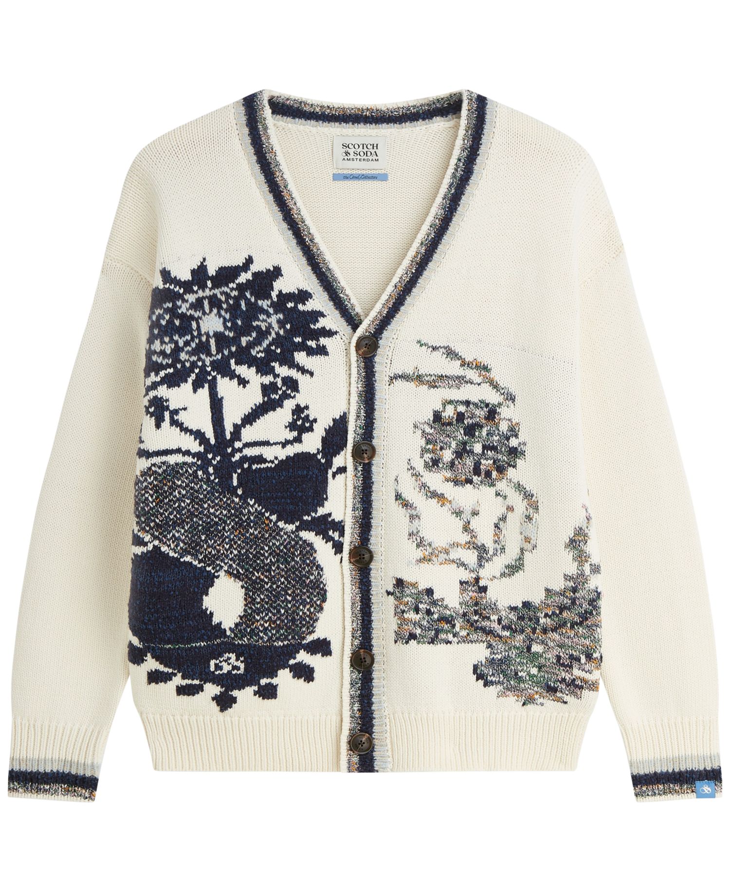 Men's Cotton-Blend Oversized Intarsia Cardigan