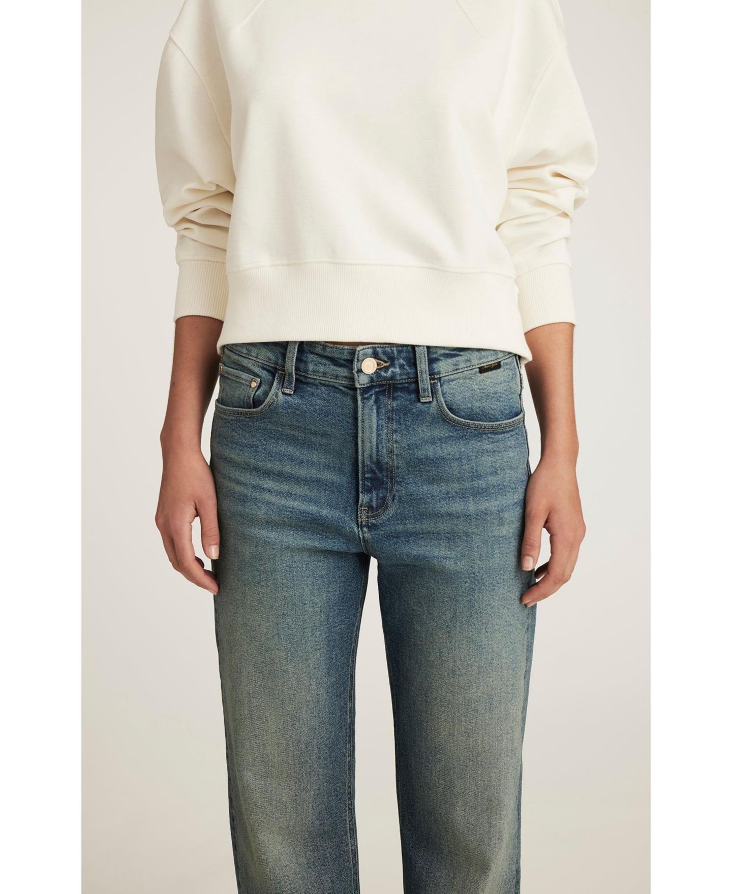 Женские джинсы Mavi Jeans Taylor High Rise Straight Leg In Mid Used Gold Premium, цвет: Золотой — фото 6