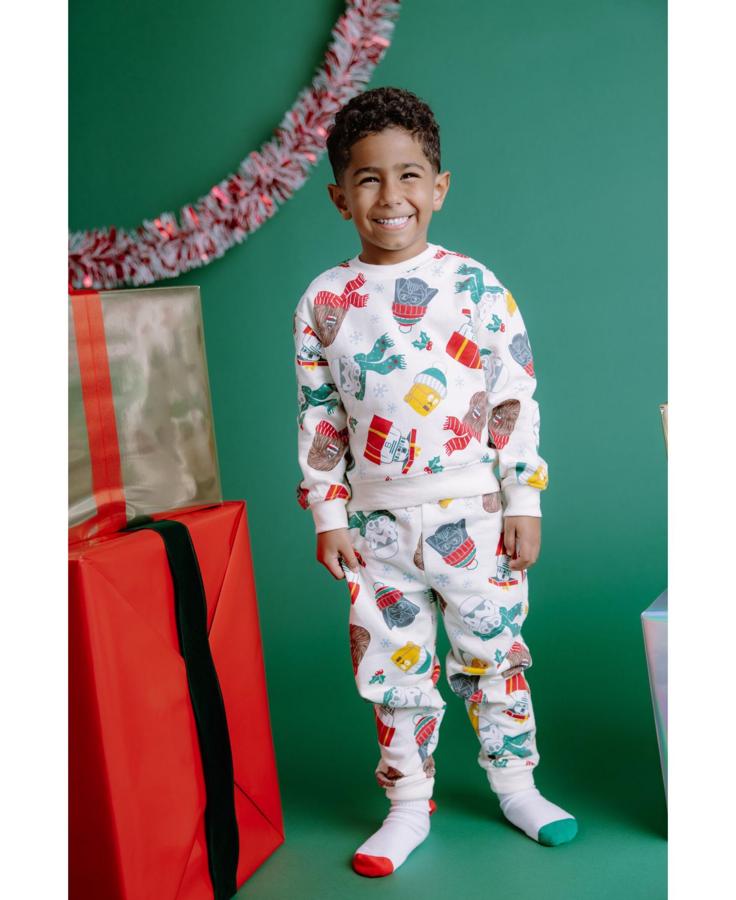 Boy's (5-16) Holiday Fleece Sweatshirt and Joggers Set