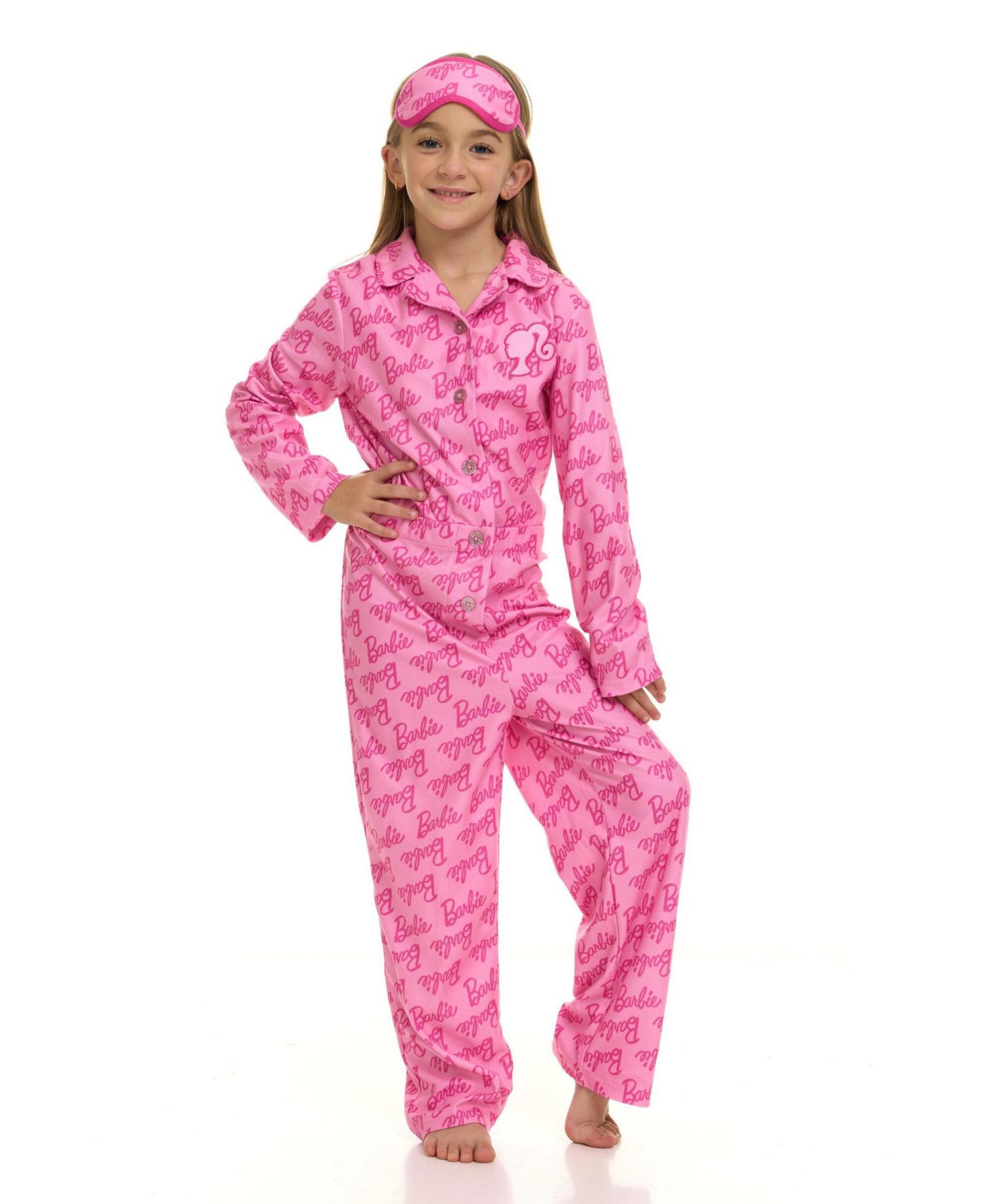 Girl's (4-16) Fleece One Piece Pajama and Sleep Mask Set