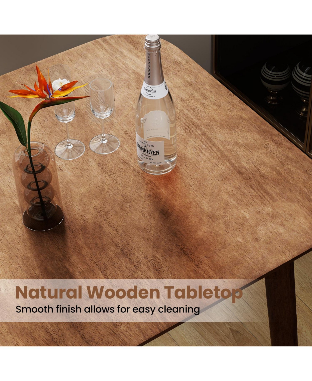 Slickblue 36 Inch Bar Height Table Solid Rubber Wood Legs Wooden Pub Table