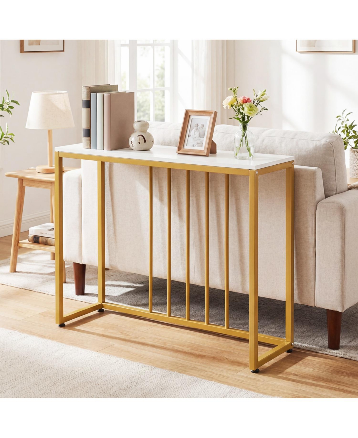 Slickblue Modern 39-Inch Console Table with Charging Station and Storage