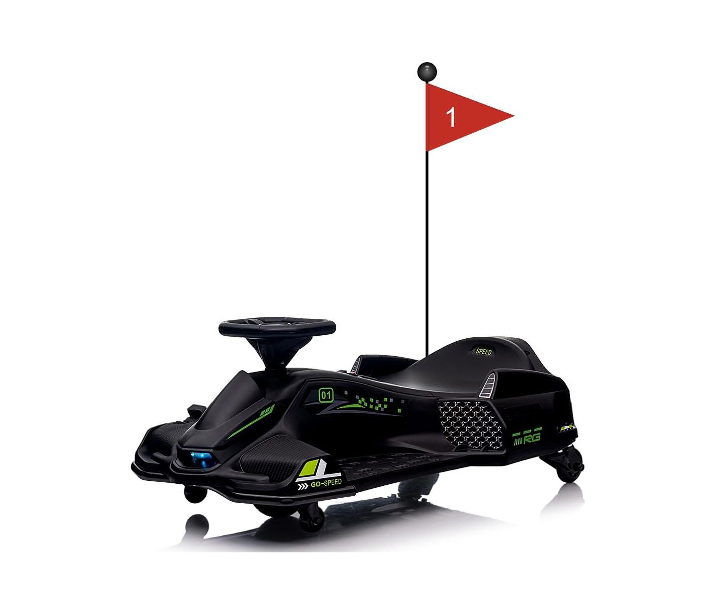 Детская игрушка homfan Electric Drift Variable-Speed Go-Kart, 110 lbs Capacity, Ages 8+, цвет: Чёрный — фото 1
