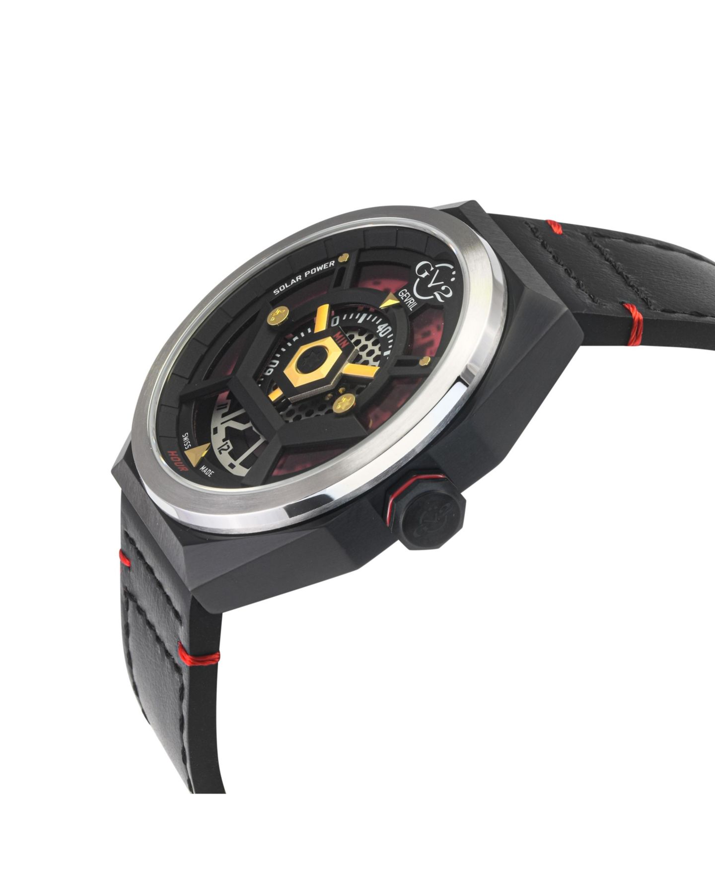 Мужские часы GV2 by Gevril Stella Solare Swiss Quartz Italian Leather Strap Watch — фото 3