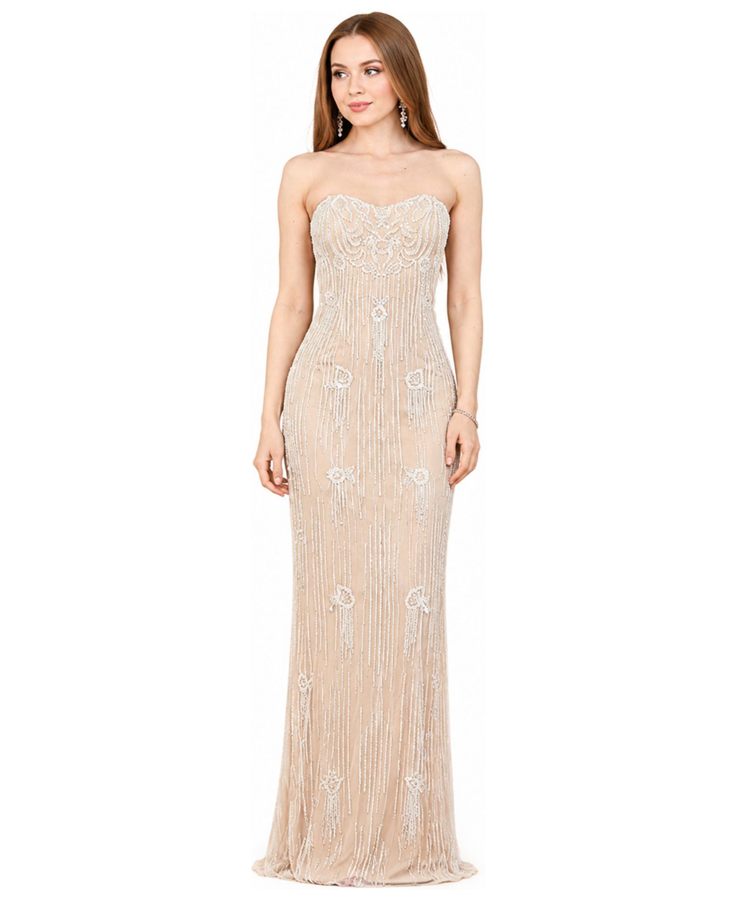 Women's Strapless Beaded Wedding Gown