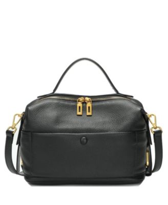 Pebbled Leather Top Handle Satchel Bag Convertible Medium Size Soft Crossbody Purse