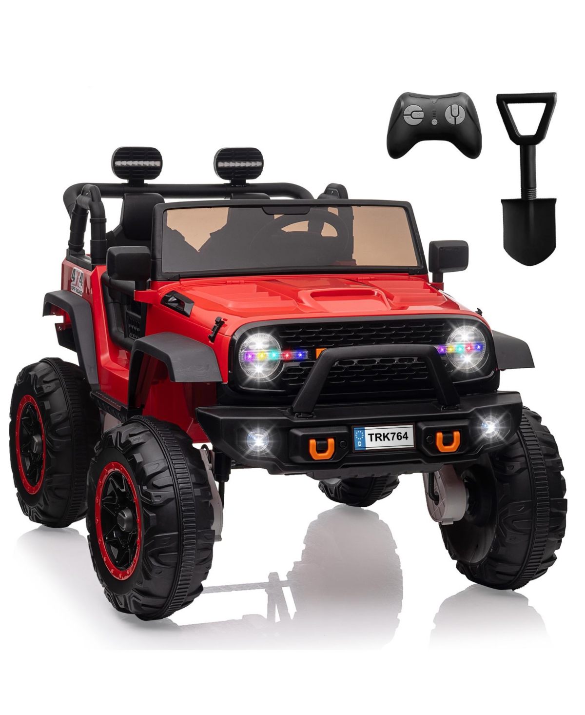 homfan 24v 2 Seater Electric Ride On Truck, 4 Wheel Battery Powered Car Toy with Remote Control for Boys and Girls Ages 3 to 8 - Red