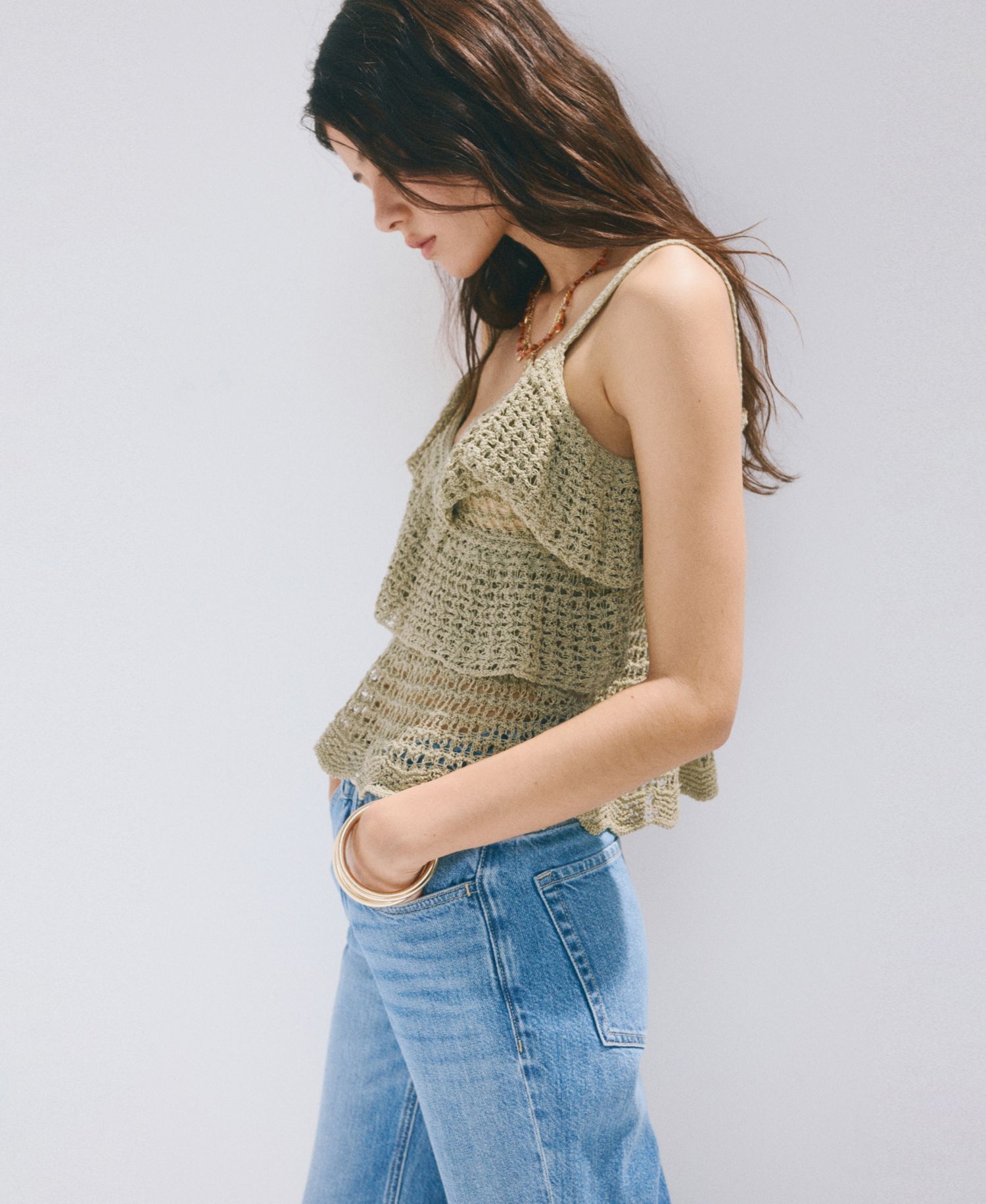 Women's Ruffled Crocheted Top