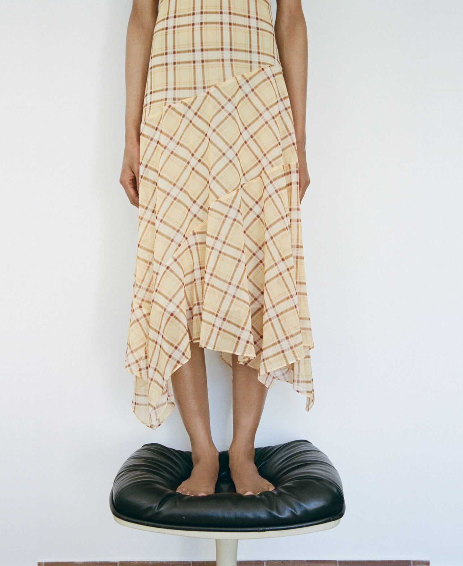 Women's Check Asymmetrical Dress