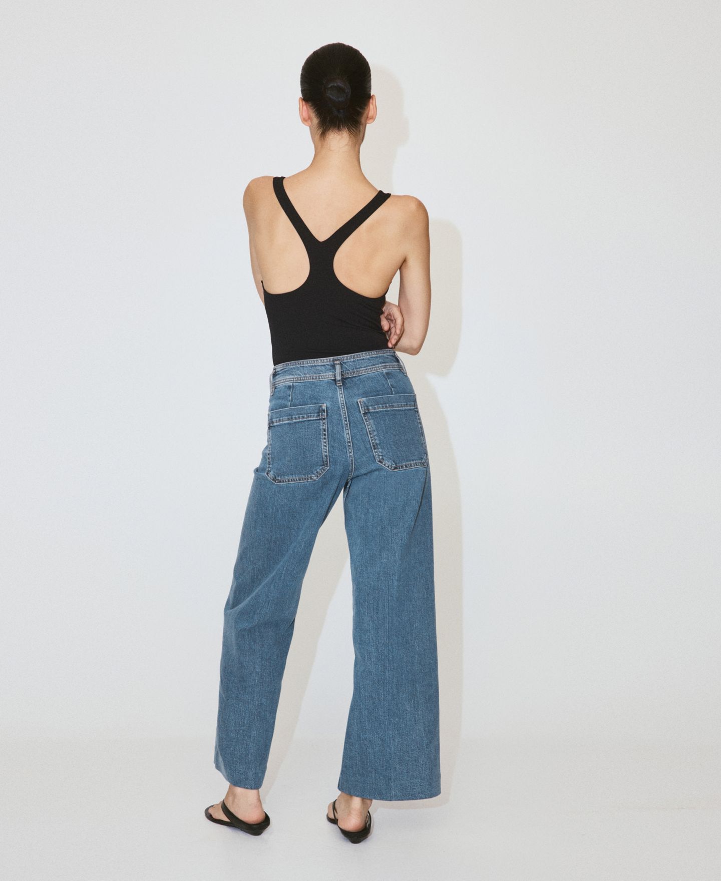 Женские джинсы MANGO High-Waisted Wide leg, цвет: Синий — фото 8