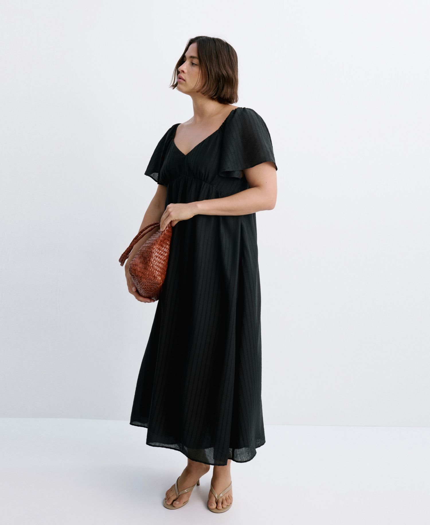 Women's Gathered Detail Textured Dress