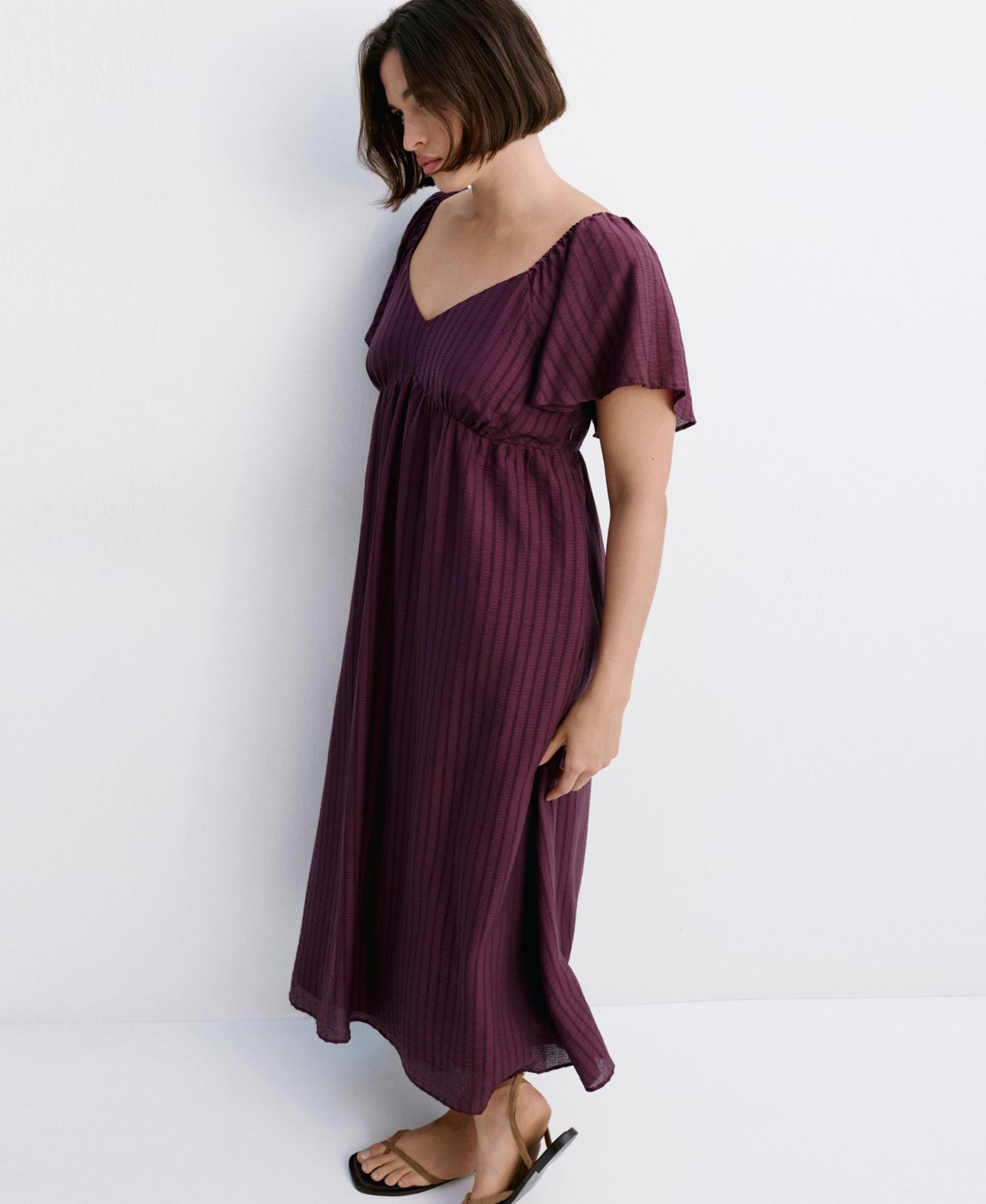 Women's Gathered Detail Textured Dress