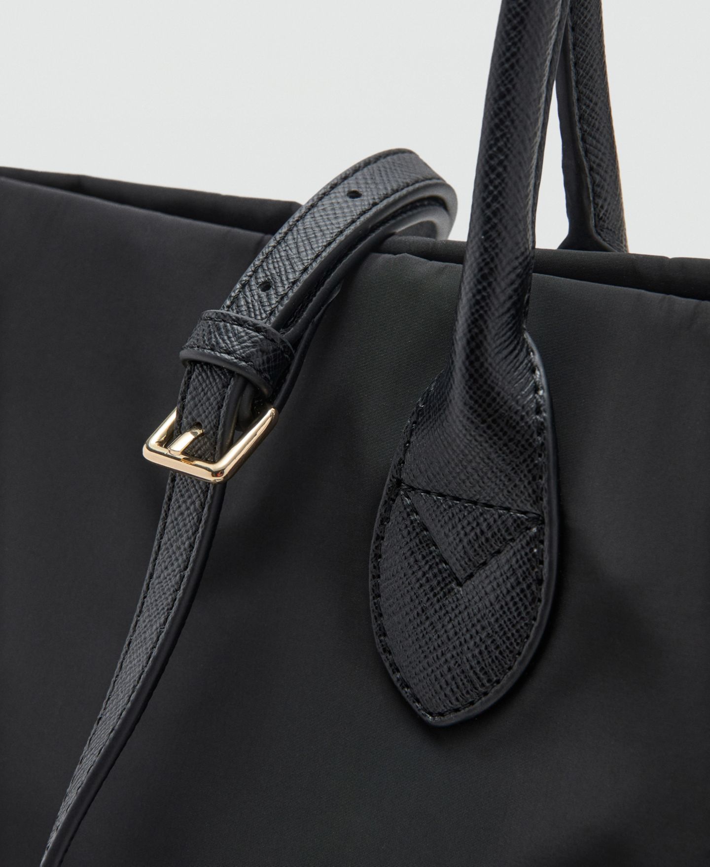 Женская сумка MANGO Double Handle Shopper, цвет: Чёрный — фото 4