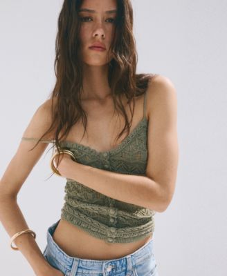 Women's Buttons Open-Knit Top