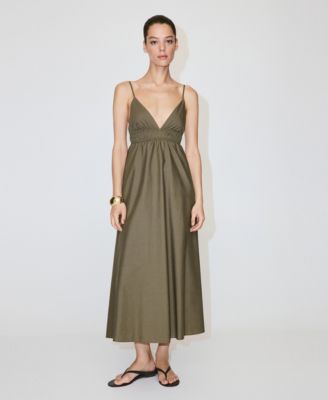 Women's V-Neck Shirred Lyocell Dress