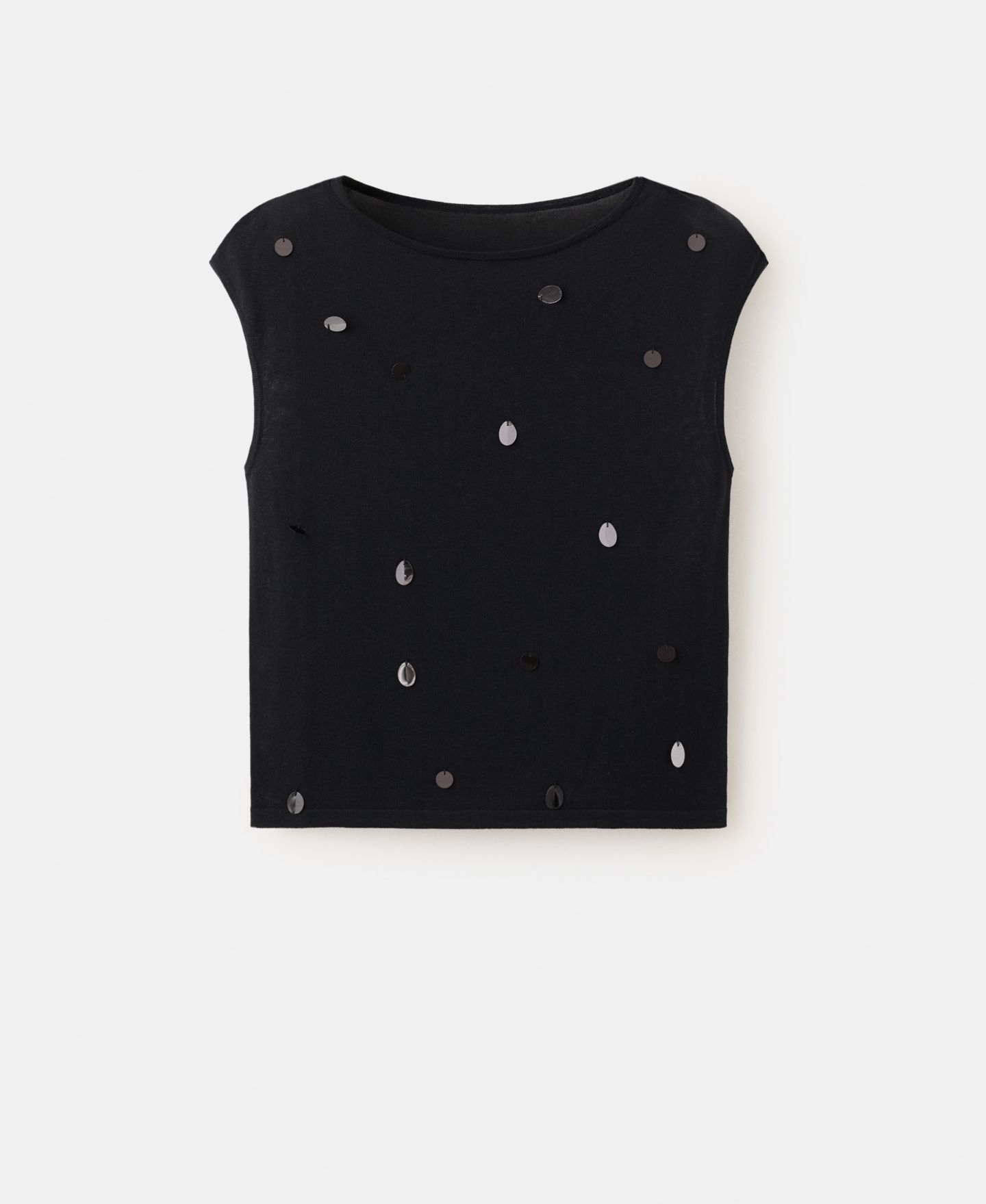 Женский топ Mango Short-Sleeve Sequined, цвет: Чёрный — фото 1