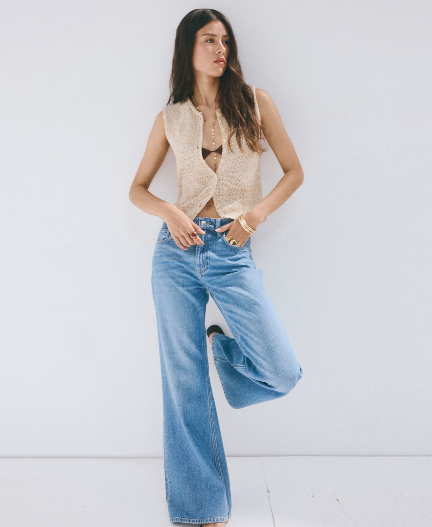 Women's Buttons Heathered Knit Vest