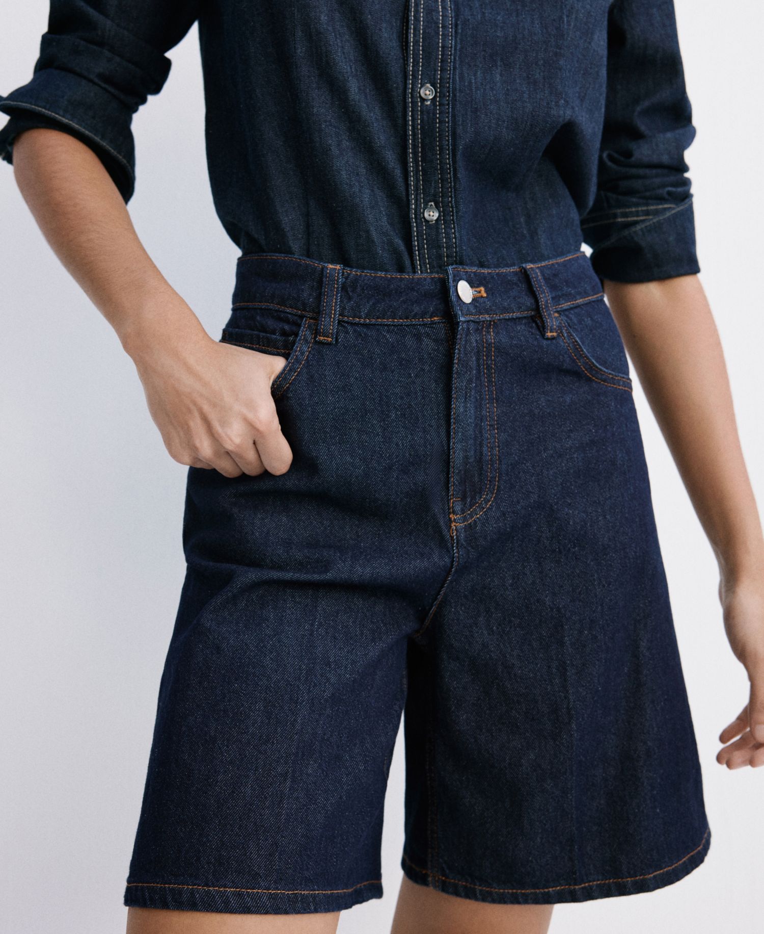 Women's High-Waist Straight-Fit Denim Shorts
