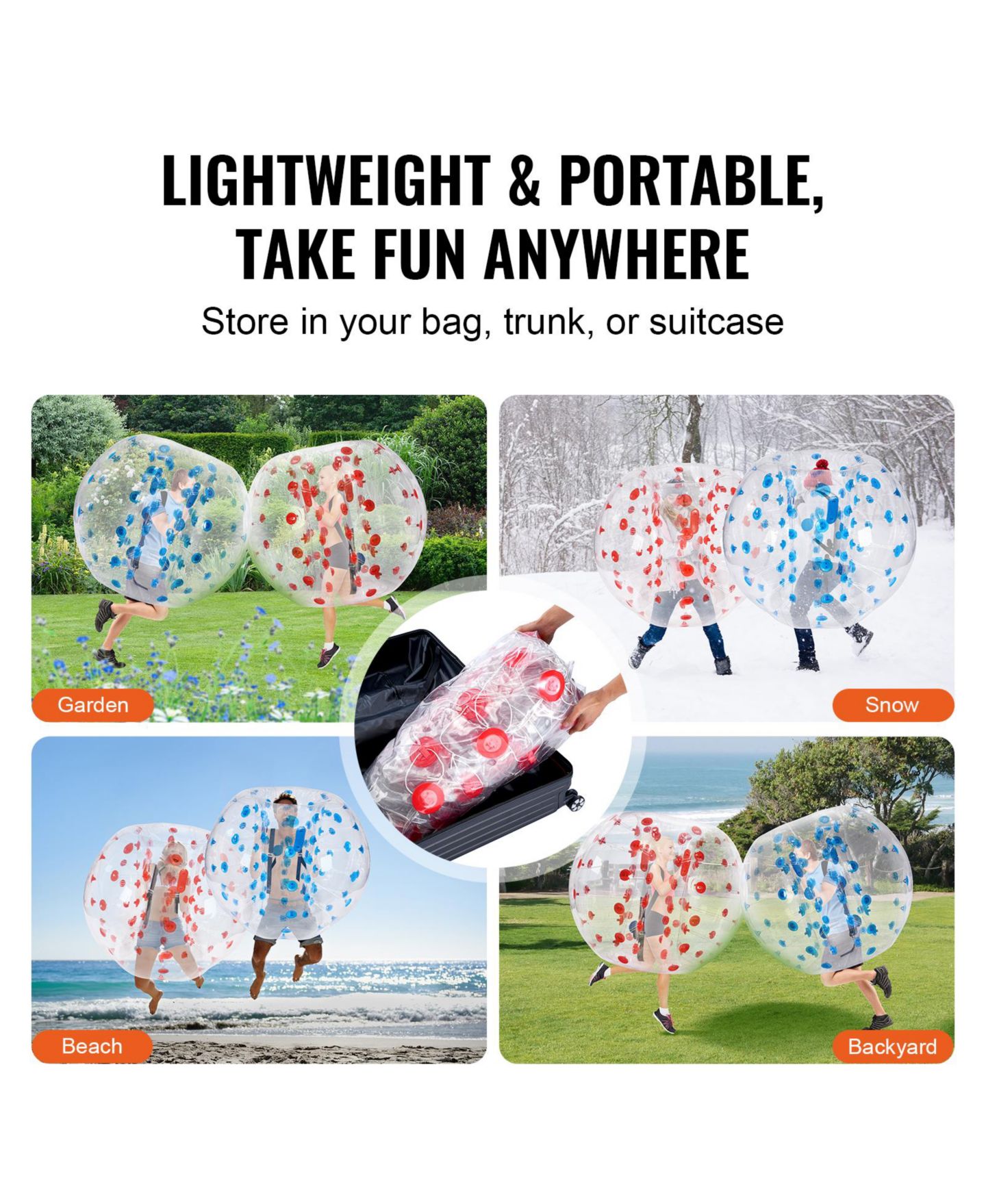 Детские игрушки VEVOR Sumo Zorb Balls 59.1" Diameter Inflatable Bumper Balls 2-Pack, Ages 7+ — фото 6
