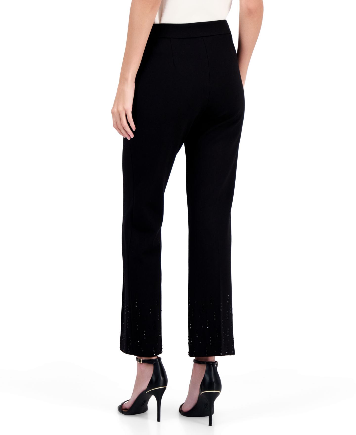 Женские брюки Anne Klein Compression Embellished Ankle-Flare, цвет: Чёрный — фото 3