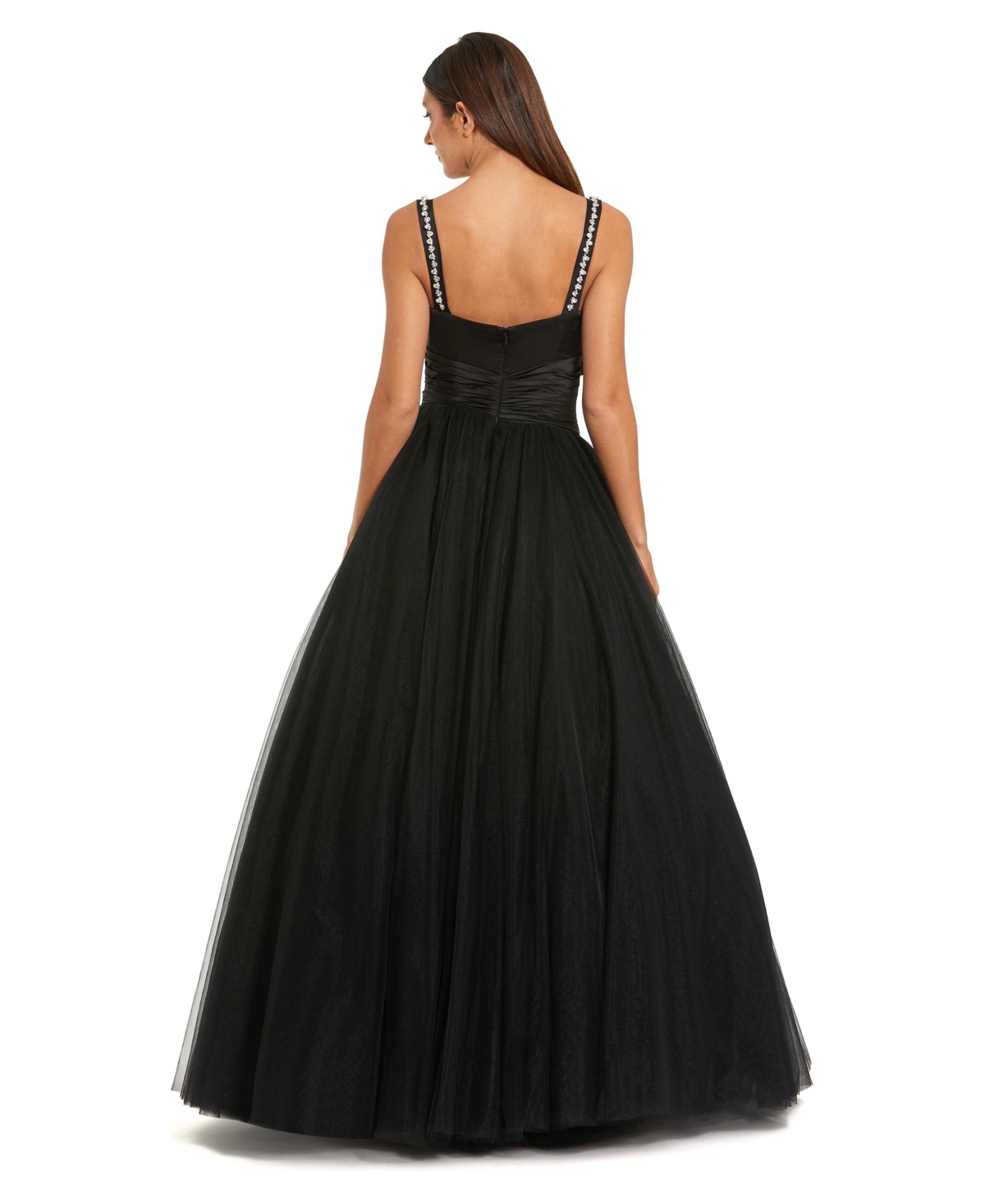 Mac Duggal Women's Sweetheart Neck Tulle Ball Gown with Embellished Straps