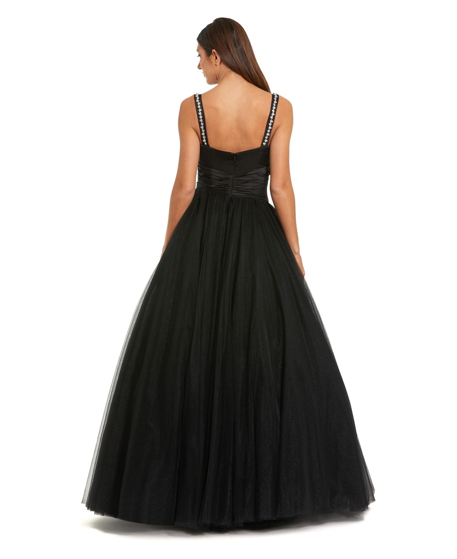 Women's Sweetheart Neck Tulle Ball Gown with Embellished Straps