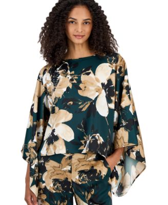 Women's Bateau Neck Dolman Sleeve Cape Blouse