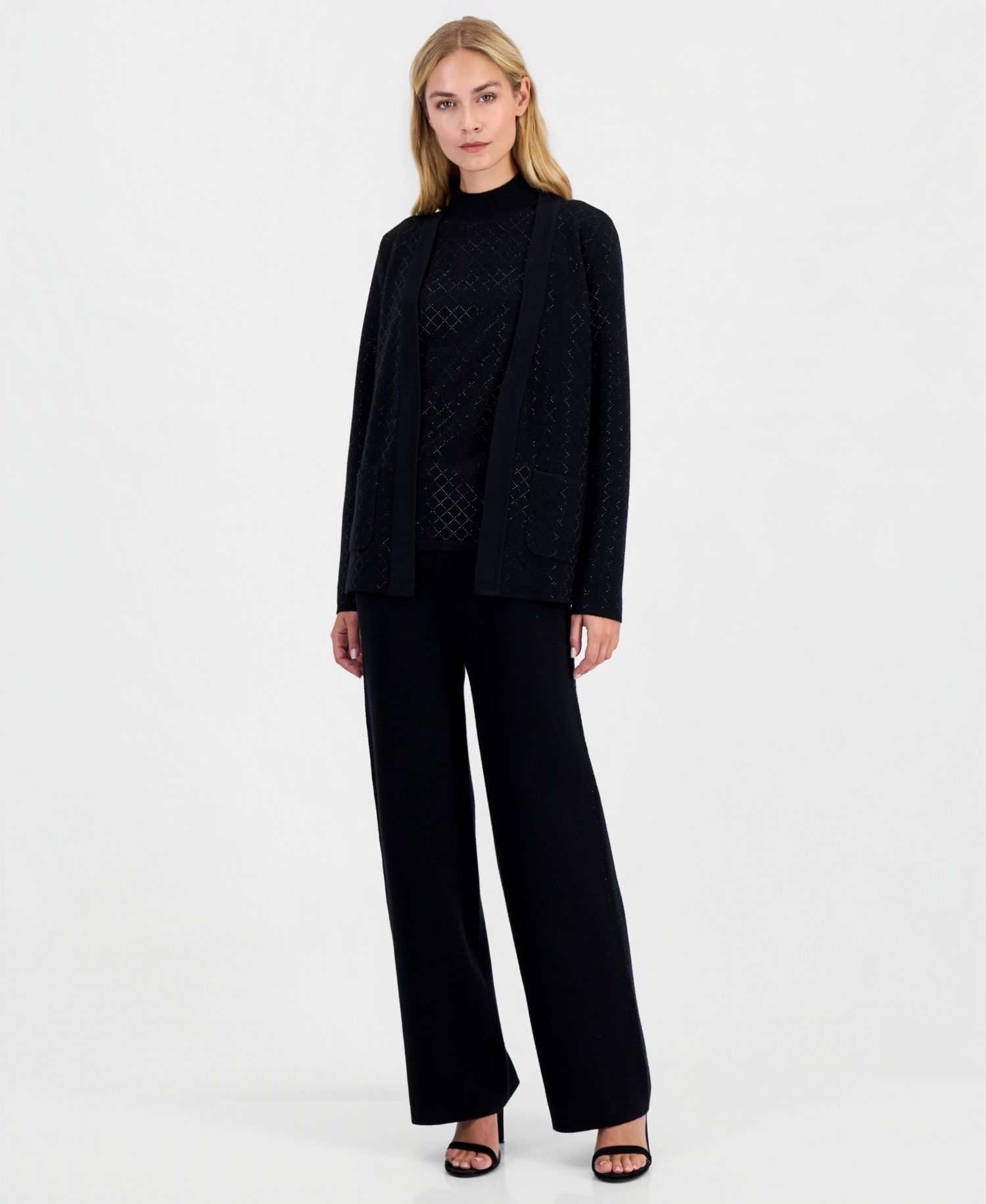 Women's Heatset Diamond Open-Front Cardigan