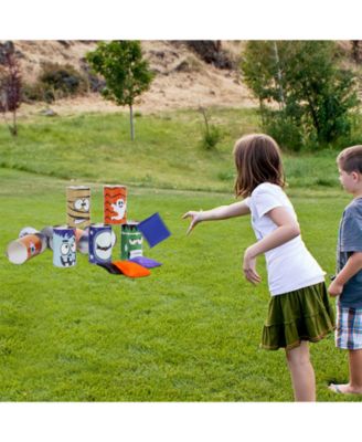 11.0 x 8.3 x 4.3 Inches Halloween Tin Can Toss Game with Bean Bags for Kids Outdoor Party Carnival Birthday Activities
