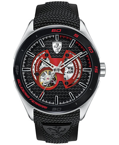Ferrari Men's Automatic Gran Premio Black Silicone Strap Watch 47mm 0830348