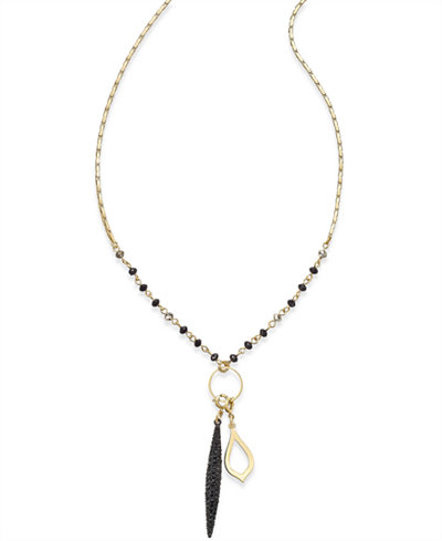 INC International Concepts Gold-Tone Beaded Long Pendant Necklace, Only at Macy's