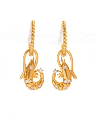 Crystal Shrimp Basket Detachable Hoop Earrings