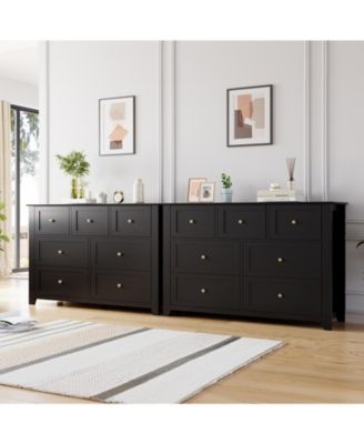 2 Set of 7 Drawers Dresser for Bedroom, 54" Modern 7 Chest of Drawer Dresser, Storage Organizer with Drawers for Living Room, Hallway