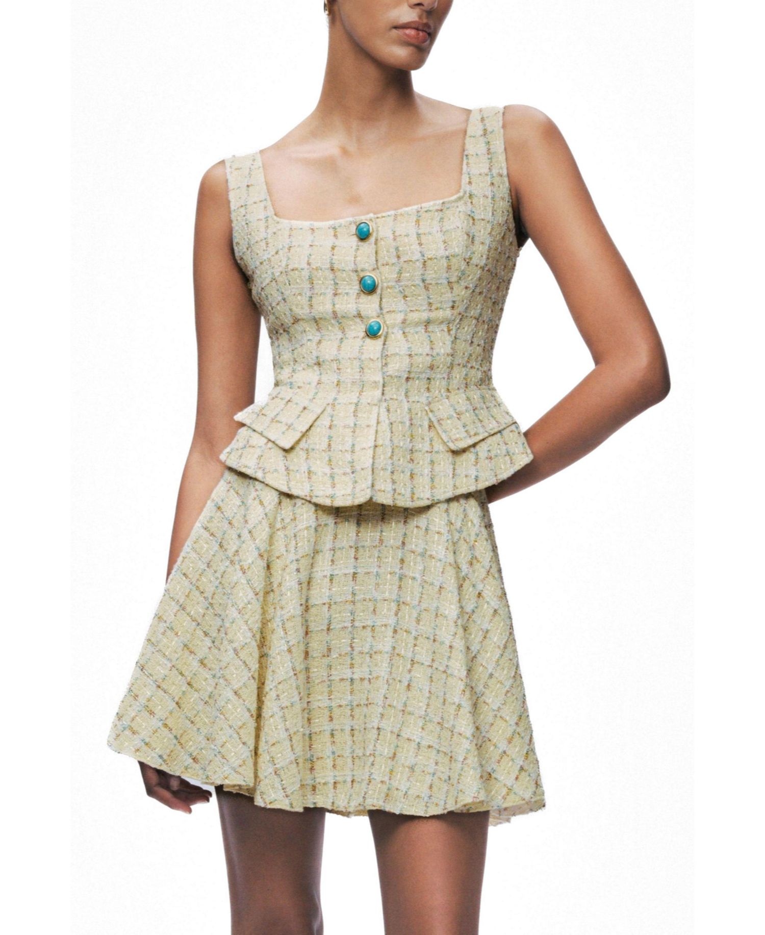 Women's Button Accessory Tweed Bustier