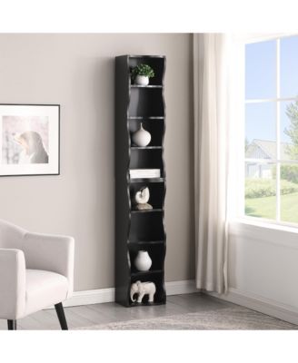 Ultra-Thin 8-Tier Wavy Edge Combined Bookshelf Adjustable Partition Waterproof MDF Storage Display Shelf