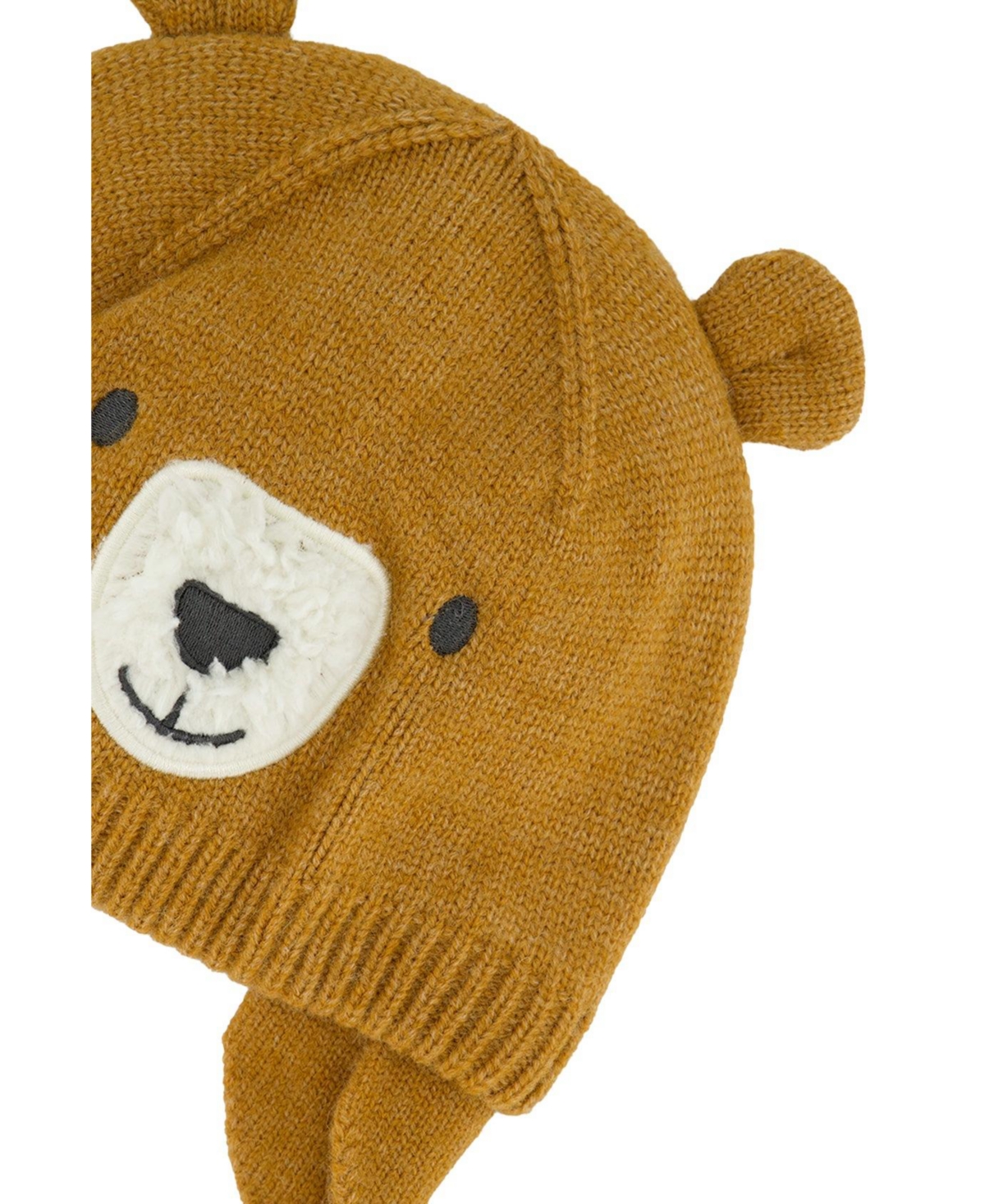 Deux par Deux Baby Unisex (3M - 24M) Bear Winter Knit Hat with Ear Flaps and Ears
