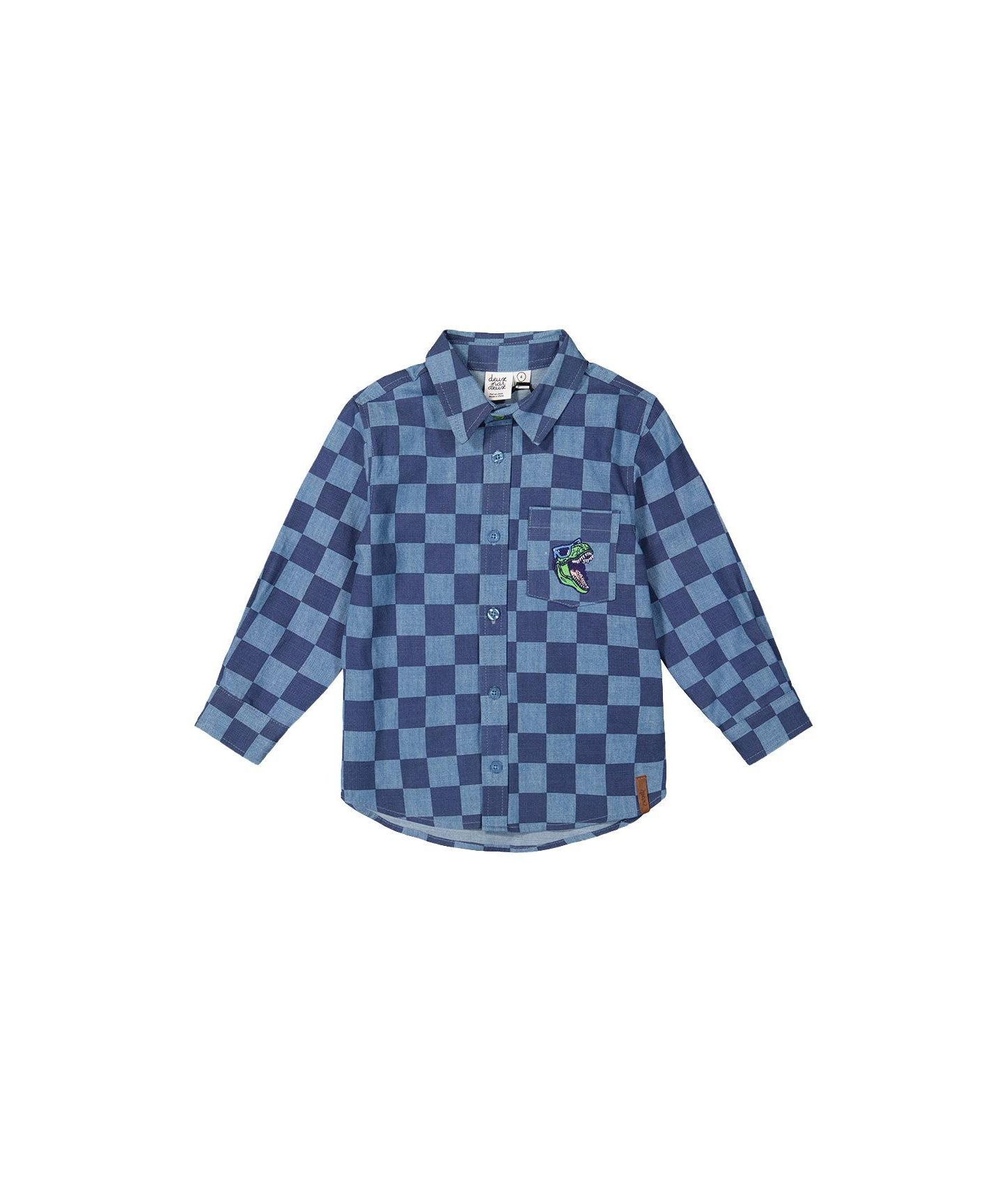 Рубашка Deux par Deux Chambray Shirt для мальчиков, цвет: Синий с принтом — фото 1