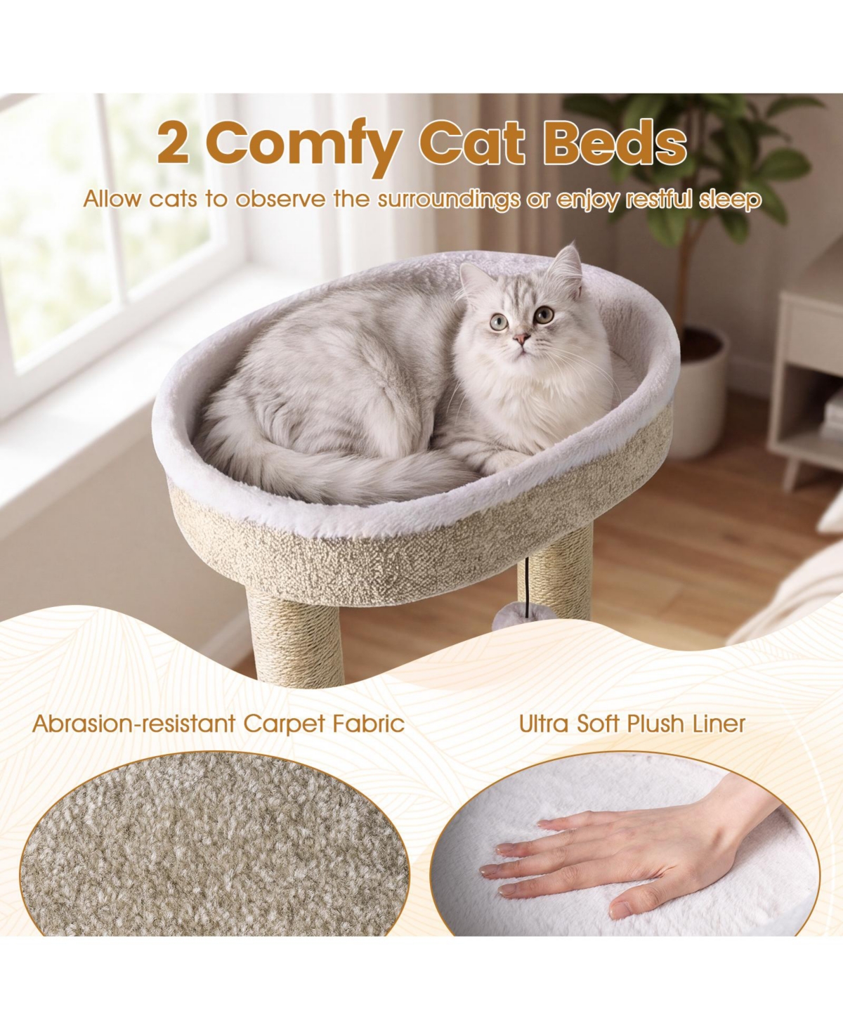 Gymax Carpeted Cat Tree 36'' Cat Tower With Comfy Plush Perches Scratching Posts