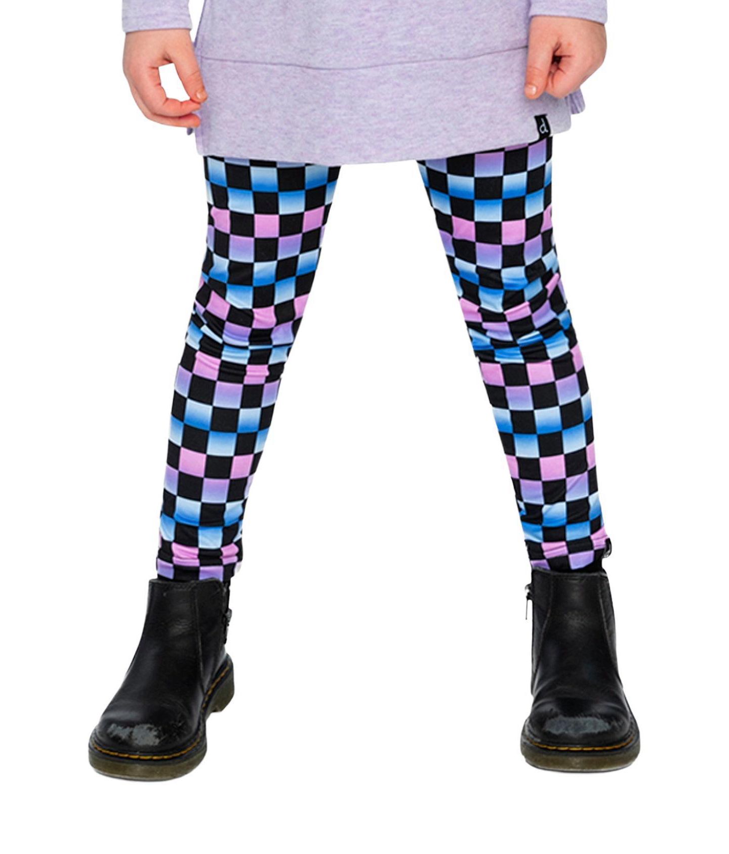 Леггинсы Deux par Deux Leggings Checkered Print для девочек, цвет: Чёрный с принтом — фото 3