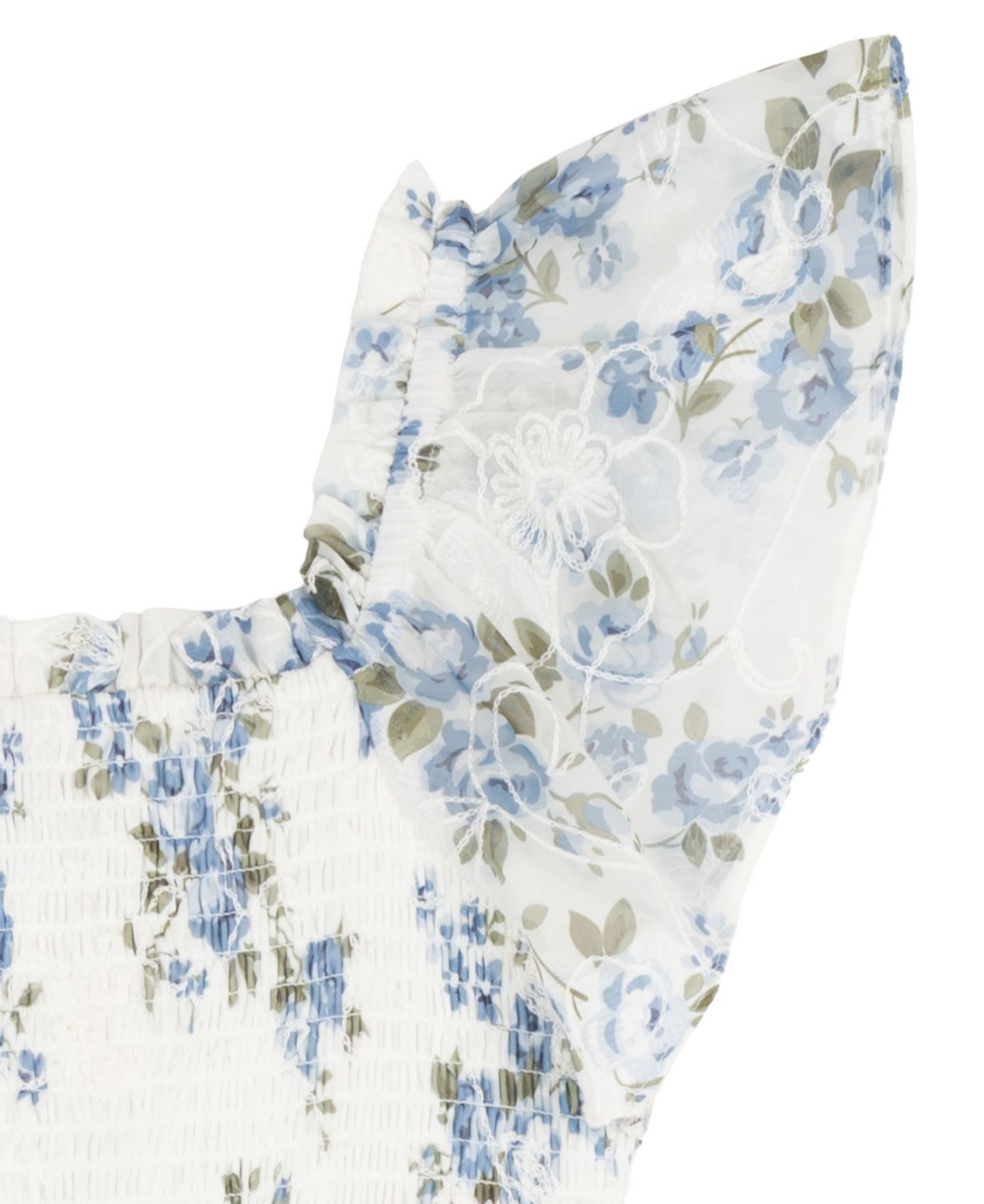 Платье Rare Editions Floral Print Chiffon Smocked Flutter Sleeve Midi Dress для девочек, цвет: Белый — фото 6