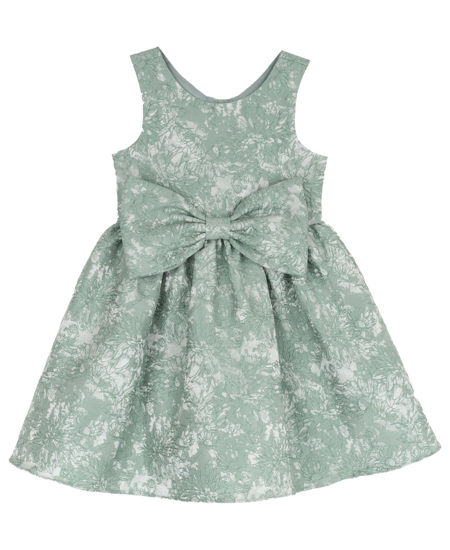 Платье Rare Editions Brocade Bodice with Large Self Bow Dress для девочек, цвет: Шалфейный — фото 4