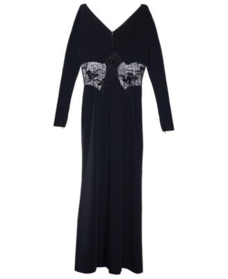 Women's Crepe and Embellished Lace Gown