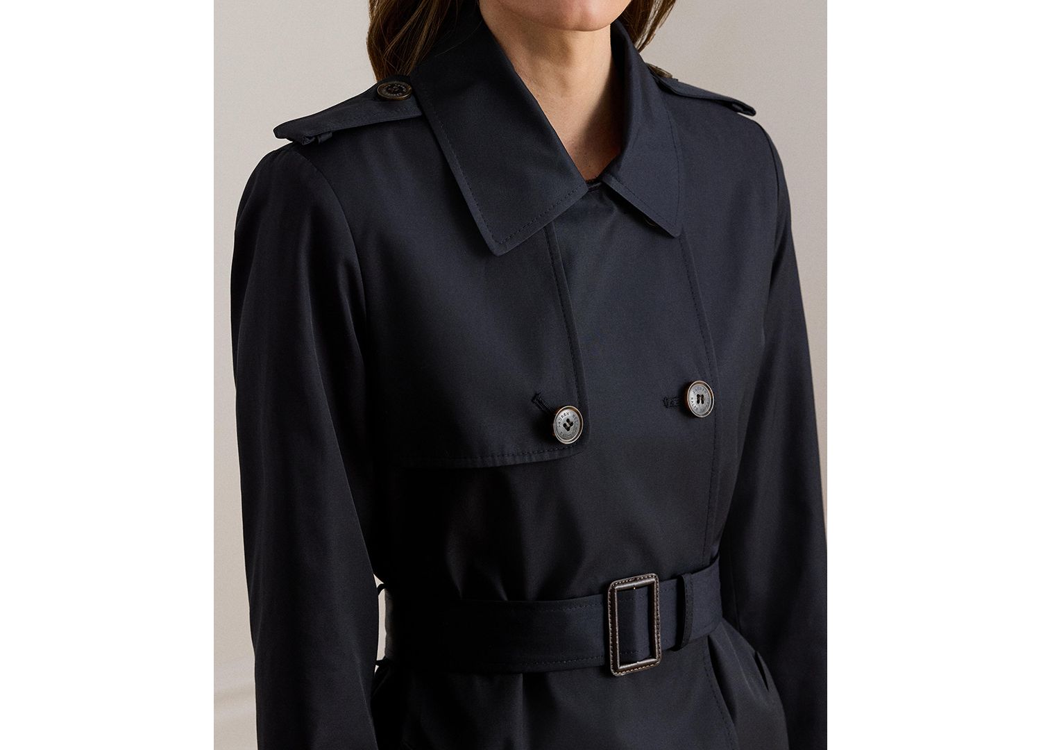 Petite Belted Water-Resistant Trench Coat