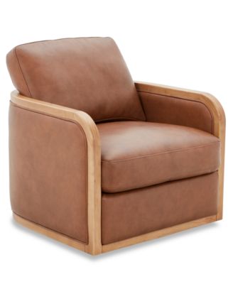 Evandro 35" Leather Swivel Accent Chair