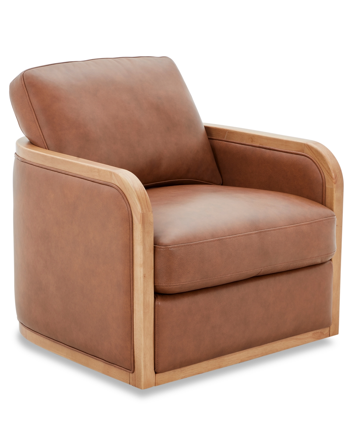 Evandro 35" Leather Swivel Accent Chair, Macy's Exclusive