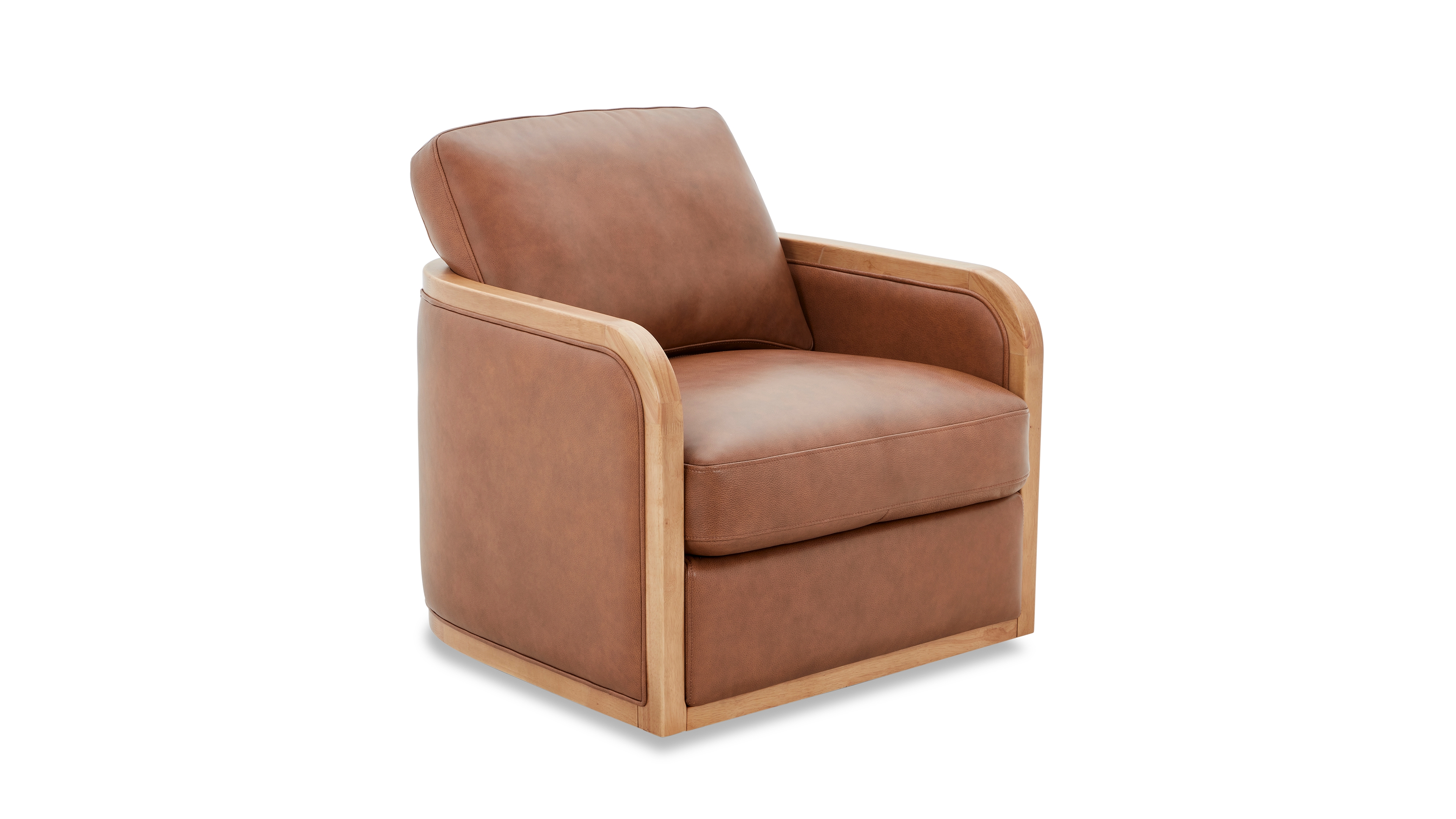 Evandro 35" Leather Swivel Accent Chair, Macy's Exclusive