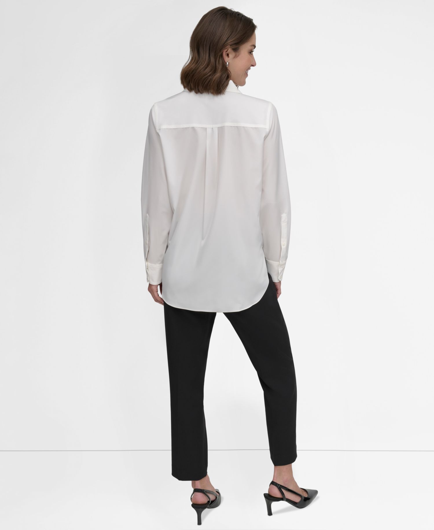 Petite Button-Front Blouse