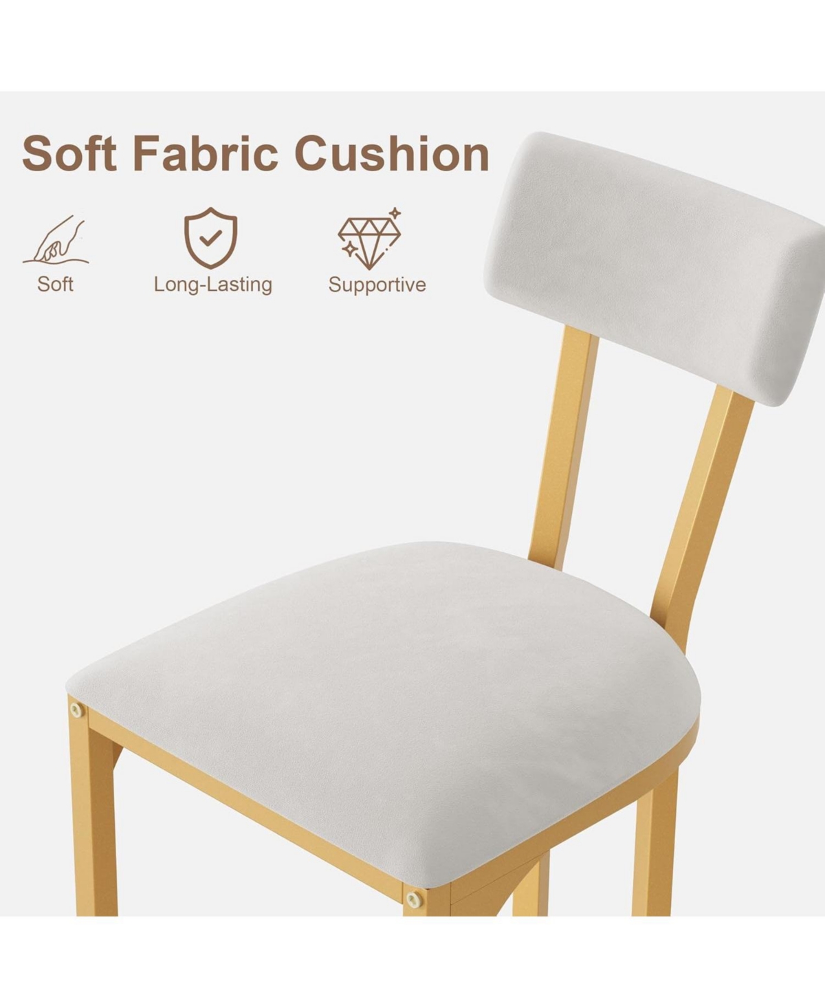 homfan Set of 2 Bar Stools with Backs – Upholstered Curved Back Metal Frame Island Chairs, Tall Counter Height Stools for Kitchen or Dining Room
